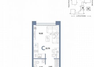 Продам квартиру студию, 22.7 м2, Тюмень, улица 50 лет Октября, 63к2