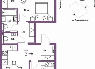 Продажа 3-комнатной квартиры, 60.7 м2, Тюмень