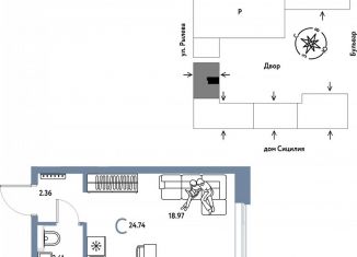 Продажа квартиры студии, 24.7 м2, Тюмень, Ярославская улица, 9к1