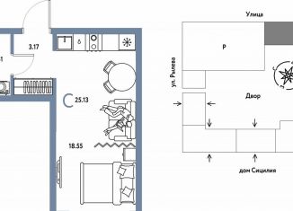 Продается квартира студия, 25.1 м2, Тюмень, Ярославская улица, 9к1
