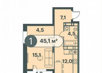 Продажа 1-ком. квартиры, 45.1 м2, Красноярский край