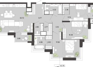 Трехкомнатная квартира на продажу, 118.1 м2, Тула, Советский территориальный округ