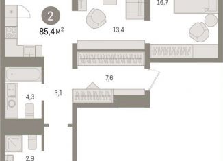 Продаю 2-комнатную квартиру, 85.4 м2, Тюмень