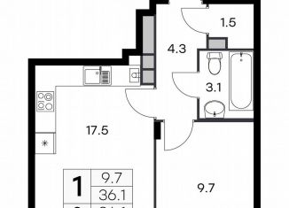 1-ком. квартира на продажу, 36.1 м2, Нижегородская область