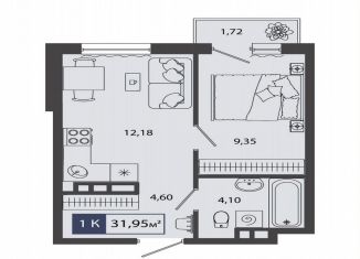 Продажа 1-комнатной квартиры, 32 м2, Тюмень, улица Василия Севергина, 9