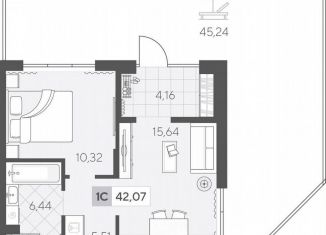 1-комнатная квартира на продажу, 49.2 м2, Тюмень