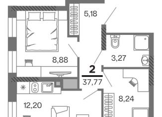 Продажа 2-комнатной квартиры, 37.8 м2, Рязань