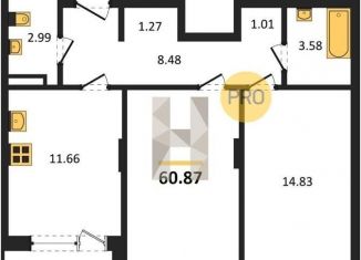 Продаю 2-ком. квартиру, 60.9 м2, Воронеж, Электросигнальная улица, 9Ак1