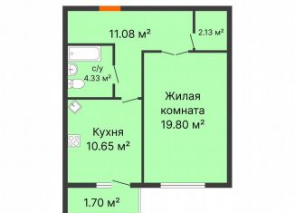 1-комнатная квартира на продажу, 49.9 м2, Воронеж, переулок Здоровья, 90Г/1к2