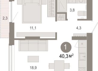Продажа 1-ком. квартиры, 40.3 м2, Тюмень