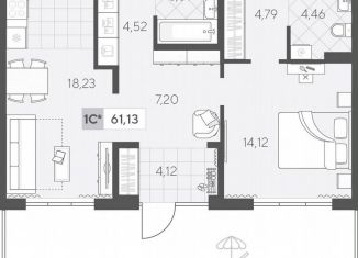 Продам однокомнатную квартиру, 68.2 м2, Тюмень