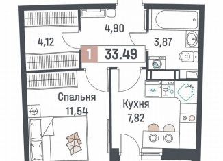 1-комнатная квартира на продажу, 33.5 м2, Мурино, ЖК Авиатор