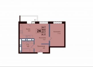 Продажа 2-ком. квартиры, 39.7 м2, Ростов-на-Дону, Советский район