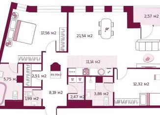 Продаю двухкомнатную квартиру, 89.9 м2, Тюмень, улица Герцена, 33