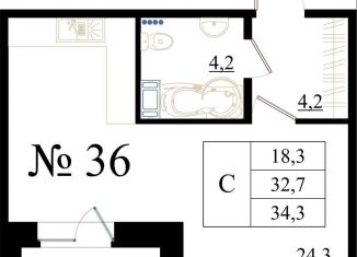 Продается квартира студия, 34.3 м2, Гатчина, Красносельское шоссе, 4Ак1