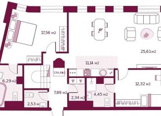 2-комнатная квартира на продажу, 154.4 м2, Тюмень, улица Герцена, 33