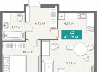 Продам двухкомнатную квартиру, 43.8 м2, Тюмень, Алматинская улица, 10