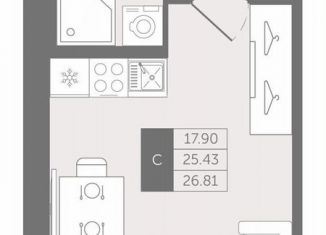 Продажа квартиры студии, 26.8 м2, деревня Новое Девяткино