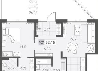 Продаю 1-ком. квартиру, 69.5 м2, Тюмень