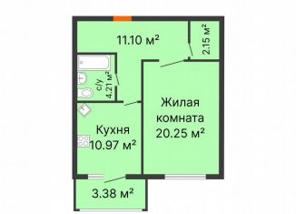 Продам 1-ком. квартиру, 50.6 м2, Воронеж, переулок Здоровья, 90Г/1к1