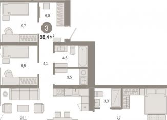 Продаю 3-комнатную квартиру, 88.4 м2, Тюмень, улица Республики, 205к3