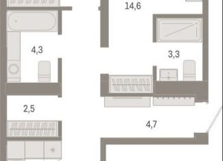 Продается двухкомнатная квартира, 69.7 м2, Тюмень, улица Республики, 205к3