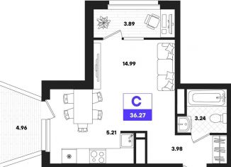 Продам квартиру студию, 36.3 м2, Тюмень