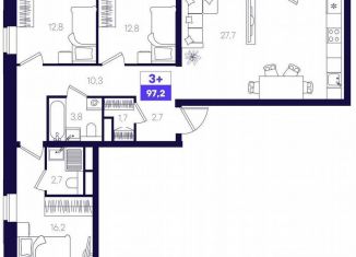 Продаю трехкомнатную квартиру, 97.2 м2, Тюмень, улица Бориса Прудаева, 7с2