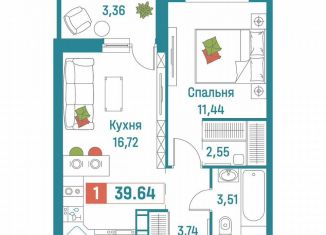 Продам 1-комнатную квартиру, 39.6 м2, Мурино, ЖК Графика