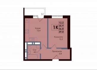 Продаю однокомнатную квартиру, 36.8 м2, Ростов-на-Дону, Советский район