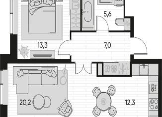 Продажа 1-ком. квартиры, 58.4 м2, Москва, Полковая улица, 1, Полковая улица