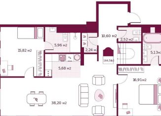 2-ком. квартира на продажу, 164.5 м2, Тюмень, улица Герцена, 33
