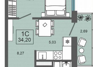 1-ком. квартира на продажу, 34.2 м2, Тюмень