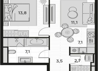 Продаю однокомнатную квартиру, 45.3 м2, Москва, Полковая улица, 1, Полковая улица