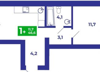 Однокомнатная квартира на продажу, 46.6 м2, село Мариинский