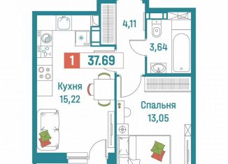 Продается 1-ком. квартира, 37.7 м2, Мурино, ЖК Графика