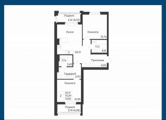Двухкомнатная квартира на продажу, 74.6 м2, Ростов-на-Дону, Бориславский переулок, 47