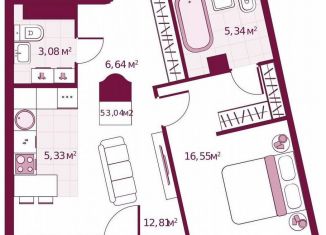 Продается 1-ком. квартира, 53 м2, Тюмень, улица Герцена, 33