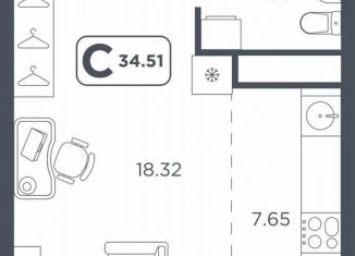 Квартира на продажу студия, 34.5 м2, Тюмень, улица Голышева, 8А