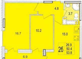 Продам 2-комнатную квартиру, 53.8 м2, Ростовская область, 2-й Атмосферный переулок, 4
