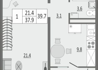 Продам 1-комнатную квартиру, 39.4 м2, Оренбург, жилой комплекс Геометрия, лит2, ЖК Геометрия