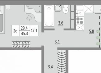 Продам 2-комнатную квартиру, 46.8 м2, Оренбург, жилой комплекс Геометрия, лит2, ЖК Геометрия
