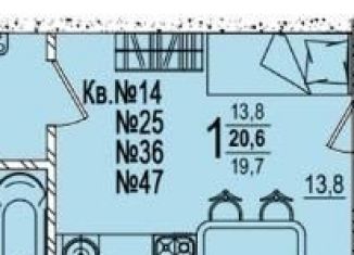 Продам квартиру студию, 22.8 м2, аул Новая Адыгея, улица Тургеневское шоссе, 33/3к22, ЖК Дарград