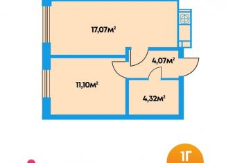 Продается однокомнатная квартира, 36.1 м2, Астрахань, улица Адмирала Нахимова, 141Б