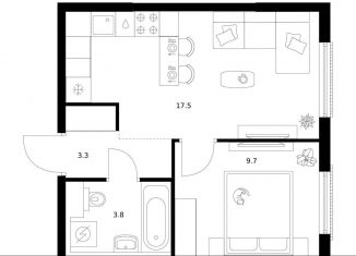 Продажа 1-ком. квартиры, 34.3 м2, Москва, район Москворечье-Сабурово, жилой комплекс Москворечье, 1.3