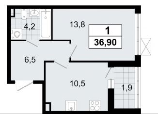 Продается 1-ком. квартира, 36.9 м2, Ленинградская область, микрорайон Южный, 3.2