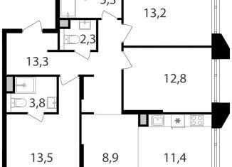 Продажа 3-комнатной квартиры, 84.5 м2, Москва, жилой комплекс Петровский Парк 2, к1