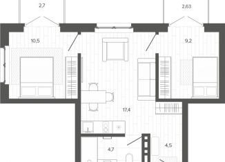 Продается 3-ком. квартира, 47.9 м2, Алтайский край, Змеиногорский тракт, 35Бк2