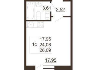 Продам квартиру студию, 26.1 м2, Гатчина, улица Хохлова, 16