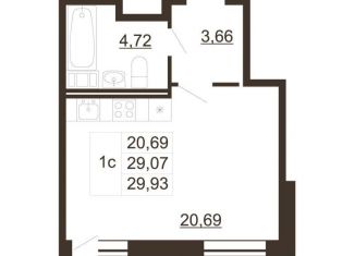 Продается квартира студия, 29.9 м2, Гатчина, улица Хохлова, 16